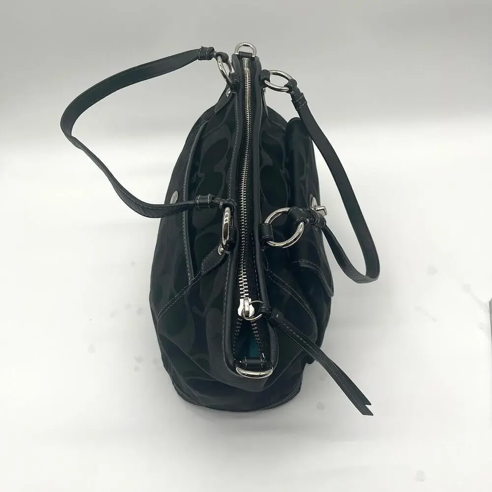 COACH Leah Signature Turnlock Satchel, Black